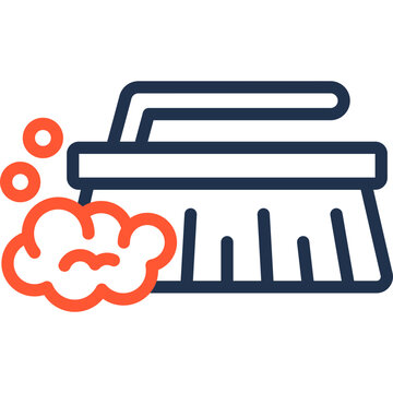 cleaning brush with orange bubbles clip art preview