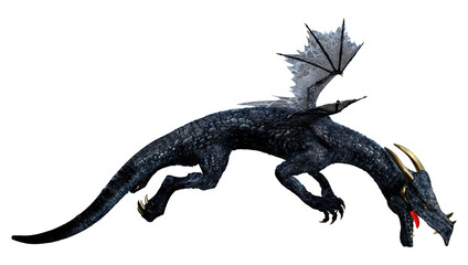 3D Rendering Fairy Tale Dragon on White