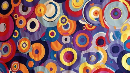 Fototapeta premium Multicolored circle patterned tablecloth for home furnishings