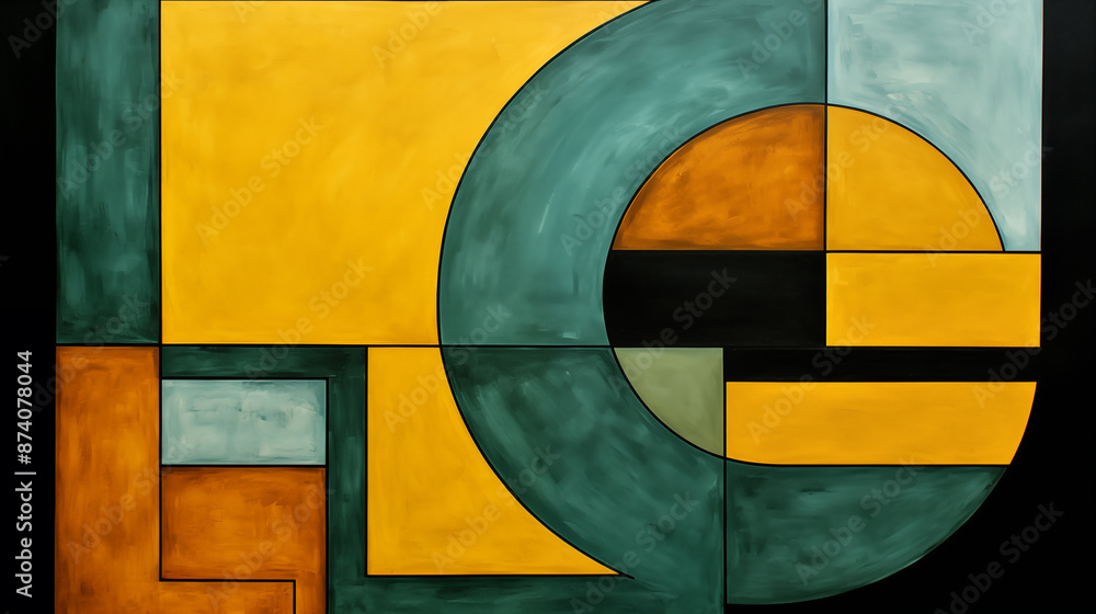 Poster minimal geometric abstract background. circle square and triangle design.
