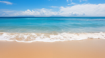 Fototapeta premium Tropical beach with blue sky and sea. Beach background. Summer beach and sea