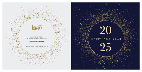 2025 logo and premium wish card with moon and planet style. Happy new Year.