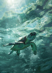 Fototapeta premium turtle swimming in water