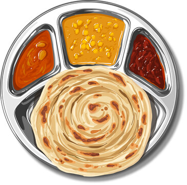 Indian Food Prata or Roti Canai  Vector Graphic Clipart Illustration