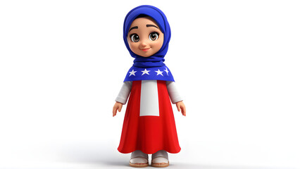 muslim girl Cartoon, Independence Day of USA, Fourth of July