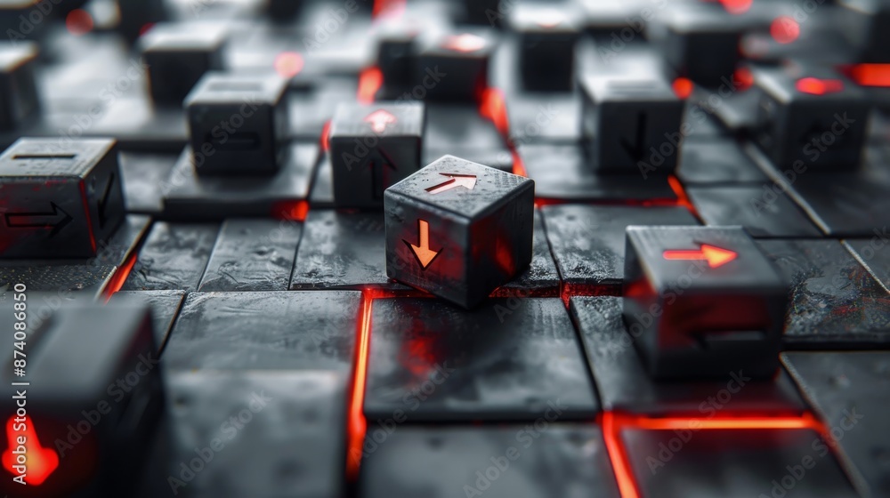 Poster abstract 3d render of cubes network concept