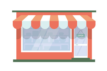 Store building icon vector, shop market front window red graphic illustration flat cartoon isolated cut out image clip art, modern storefront facade design, supermarket boutique cute