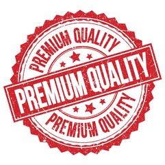 PREMIUM QUALITY text on red round stamp sign