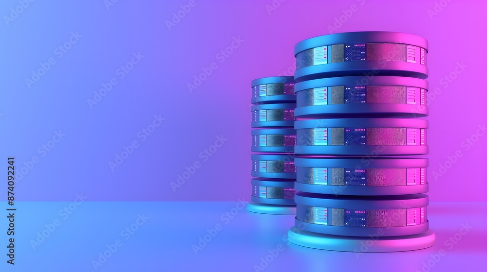 Poster abstract data server storage concept with glowing colors and futuristic hues, representing modern te