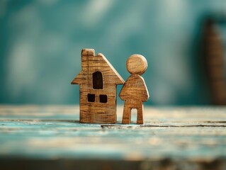 Small wooden figure and house