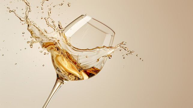 Liquid splashing out of a wine glass