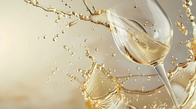Liquid splashing out of a wine glass