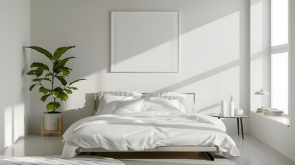 Minimalist Glass and Furniture Bedroom with Clean Interior Design and 3D Rendering