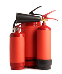 Obraz premium Fire extinguishers on white background