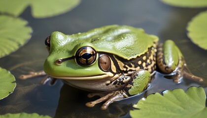 Closeup view of beautiful frog in water
