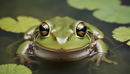 Closeup view of beautiful frog in water