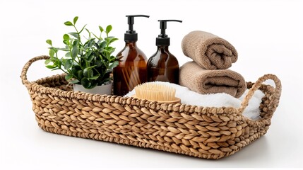 Fototapeta premium Bathroom storage basket isolate on white background.
