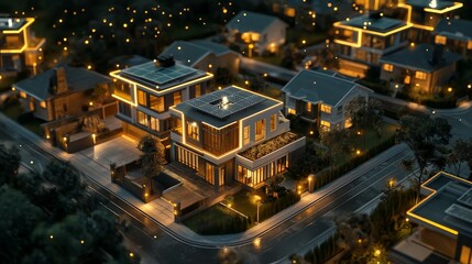 aerial view of a modern residential neighborhood