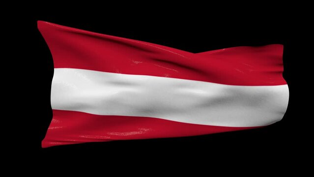 austria  flag waving in the wind transparent background 4K resolution