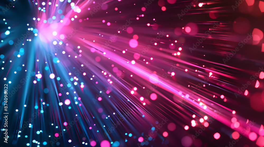 Poster abstract texture background featuring neon fiber optic lines, symbolizing speed and technology in a 
