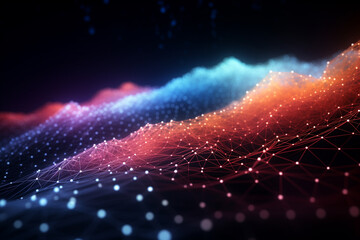 Obraz premium Abstract technology mesh digital line electronic network data innovation concept background.