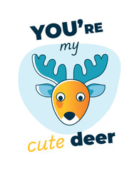 Poster with cute deer vector illustration