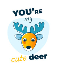 Poster with cute deer vector illustration