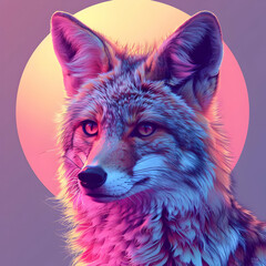 Naklejka premium Neon Coyote Illustration
