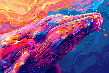 Colorful Whale Illustration