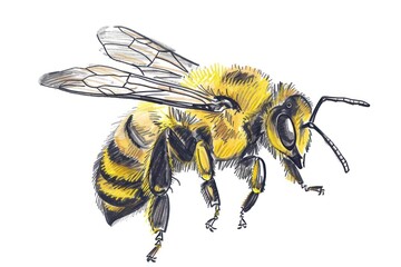 Hand-drawn sketch bee animal insect hornet.