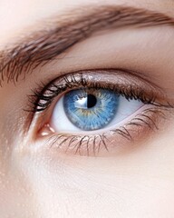 Obraz premium Eye Isolated. Closeup Shot of Beautiful Blue Human Eye for Skincare and Glamour