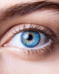 Obraz premium Eye Isolated. Macro Shot of Beautiful Blue Human Eye for Skincare and Cosmetic Concept