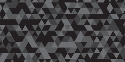 	
Triangle shape retro wall grid pattern geometric ornament tile vector square element. Abstract geometric black and gray background seamless mosaic and low polygon triangle texture wallpaper.