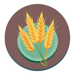 Ears of wheat on a plate logo