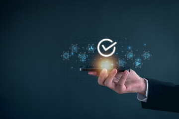 Standardization concept, Guarantee, Standards, ISO certification and satisfaction, service...