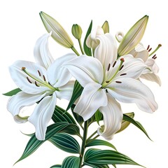 Elegant white lilies with delicate petals and graceful stems in a serene floral composition