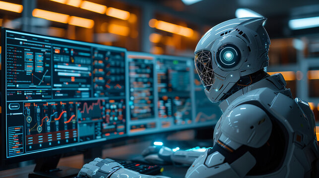  A student studying new courses on a desktop PC with an AI-driven learning tool.j