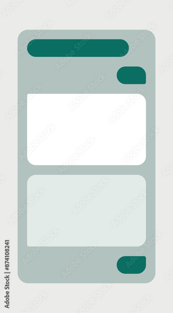 Aufkleber mobile chat app ui and ux concept vector blank mockup in minimalist classic light theme with green o