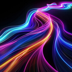 Naklejka premium Energetic Neon Light Lines Digital background. Vibrant Neon Light Waves Abstract Background. 