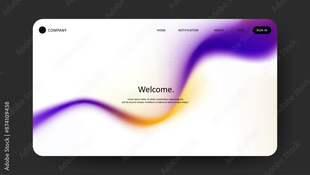 Aufkleber abstract wave futuristic design of landing page. retro gradient mesh website design
