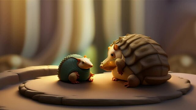 Cute smile Armadillo 3d character ,generative ai