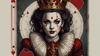 illustration of a unique poker card character, such as the Queen of Hearts or the Joker, but with a modern twist