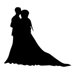 wedding couple silhouette of man kissing woman's forehead vector