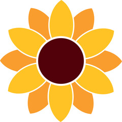 Yellow sunflower vector illustration. Sunflower drawing