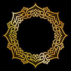 Premium round gold ornament vector illustration, gold invitation decoration. gold mandala ornament