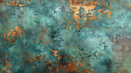 Faux patina texture with a realistic aged appearance, displaying a mix of verdigris and rust colors