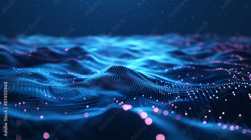 Poster big data background concept. flow of digital data. transfer between data sets, blockchain, servers, 