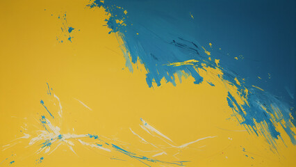 Obraz premium a painting with yellow and blue