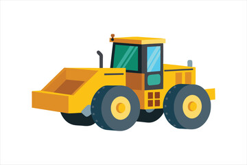 realistic Wheel Tractor Scraper Construction vehicle vector art illustration
