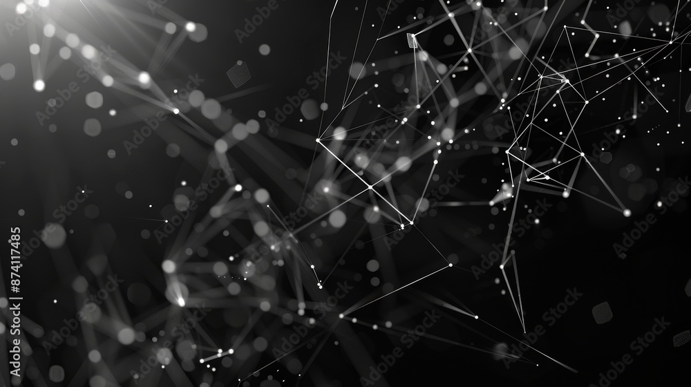 Poster futuristic shape. network concept. 3d rendering of chaotic structure. plexus background with lines a